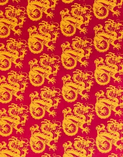 AITOH Lokta Printed Dragon Yellow On Red 19½” X 29½”