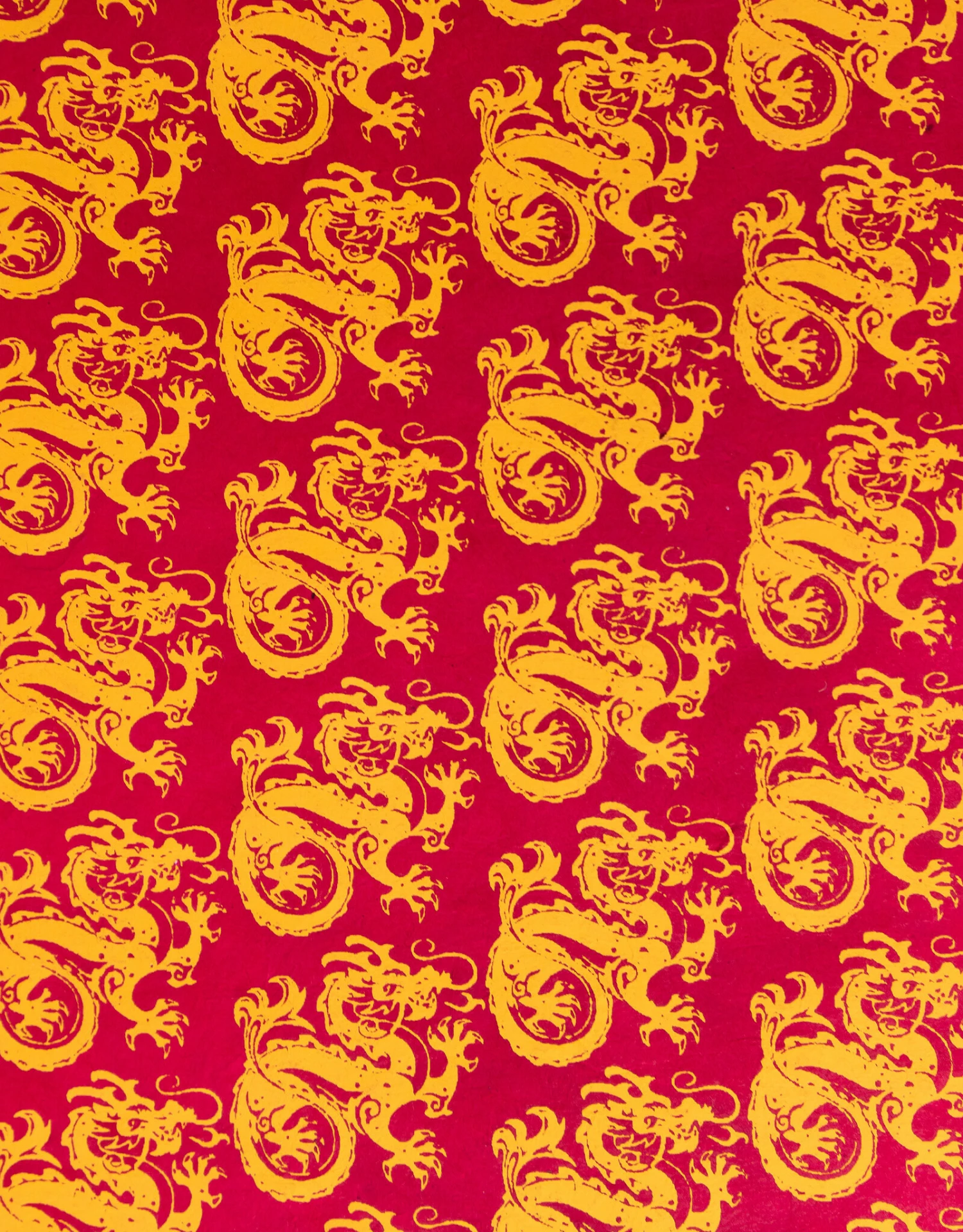 AITOH Lokta Printed Dragon Yellow On Red 19½” X 29½” 3 AITOH Lokta Printed Dragon Yellow On Red 19½” X 29½”