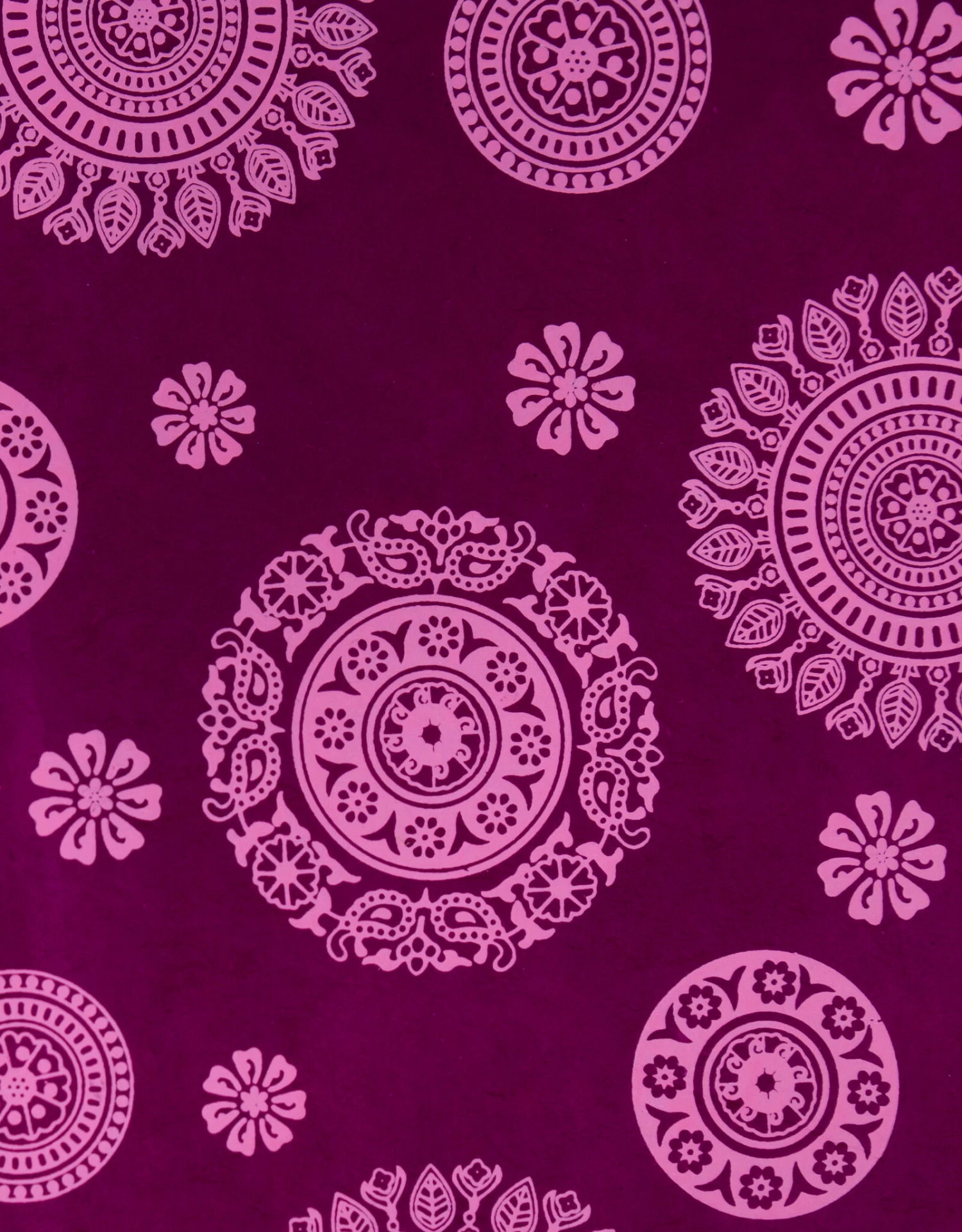AITOH Lokta Printed Mandala Pink On Maroon 19½” X 29½” 3 AITOH Lokta Printed Mandala Pink On Maroon 19½” X 29½”