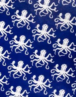 AITOH Lokta Printed Octopus Blue And Natural, 19½” X 29½”