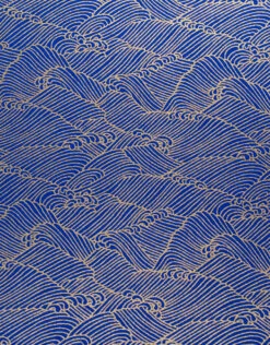 AITOH Yuzenshi: Blue With Gold Waves, 19¼” X 26”