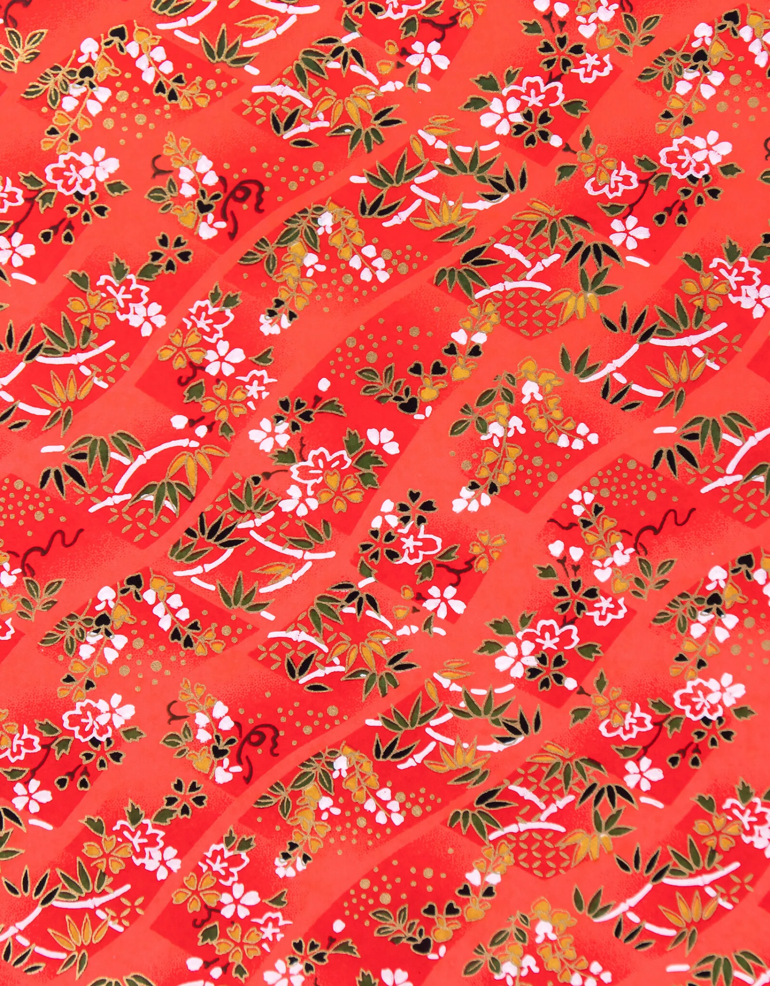 AITOH Yuzenshi: Red With Flowers And Leaves, 22” X 32” 3 AITOH Yuzenshi: Red With Flowers And Leaves, 22” X 32”