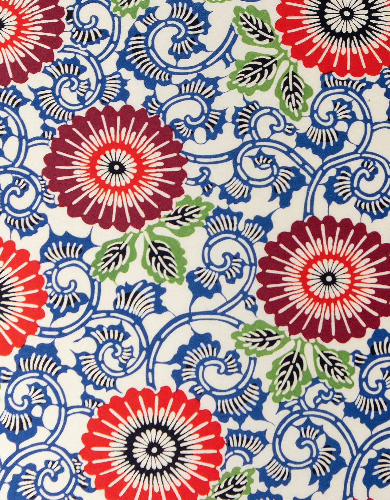 AITOH Yuzenshi: Washi Paper, Bold Floral Orange/Red And Brown, 18¾” X 25” 3 AITOH Yuzenshi: Washi Paper, Bold Floral Orange/Red And Brown, 18¾” X 25”