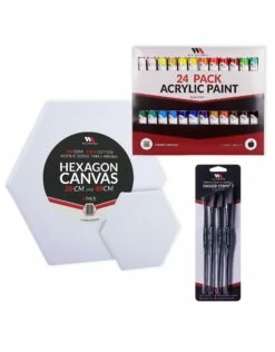Hexagon Canvas & Dagger Brush Deluxe Painting Set