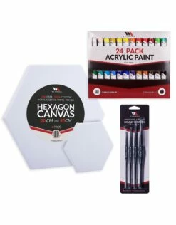 Hexagon Canvas & Round Brush Deluxe Painting Set