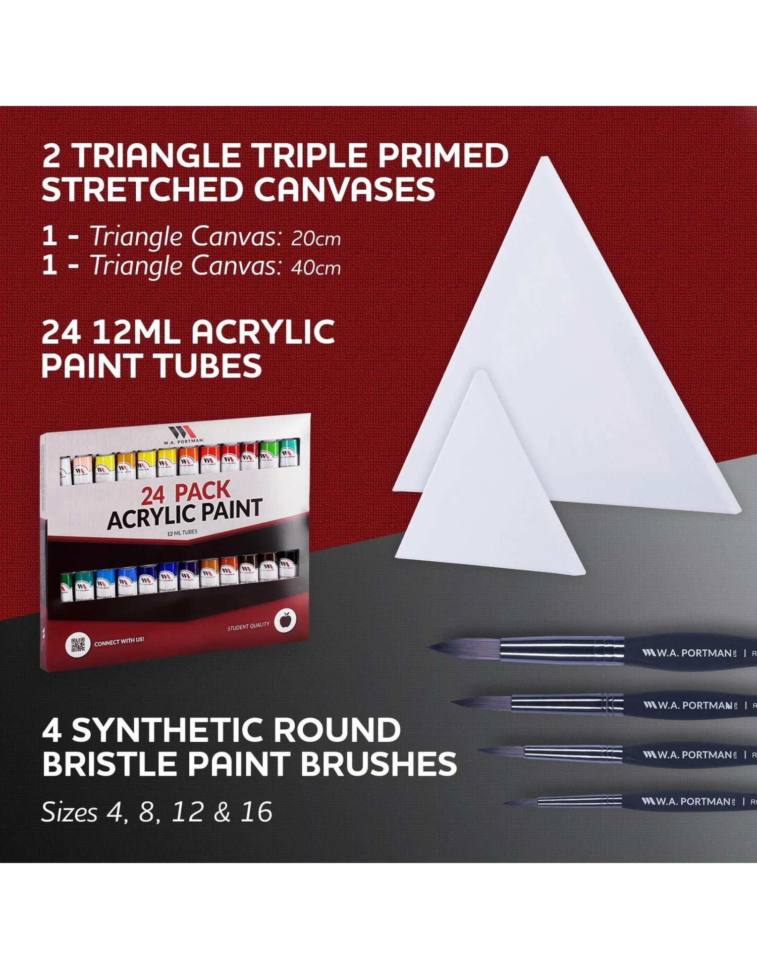Triangle Canvas & Round Brush Deluxe Painting Set 4 Triangle Canvas & Round Brush Deluxe Painting Set - Image 2