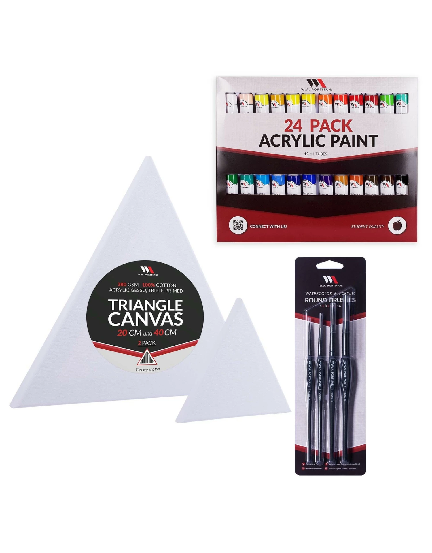 Triangle Canvas & Round Brush Deluxe Painting Set 3 Triangle Canvas & Round Brush Deluxe Painting Set