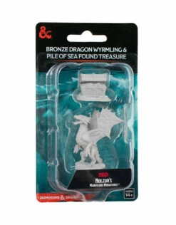 Wizkids Dungeons & Dragons Nolzur`s Marvelous Unpainted Miniatures: W13 Bronze Dragon Wyrmling & Pile Of Sea Treasure