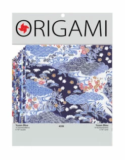 Yasutomo Origami Paper, Authentic Yuzen Blue Patterns, 10 Sheets