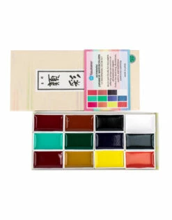 Yasutomo Traditional Japanese Gansai Watercolors, Set Of 12